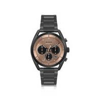Black-plated chronograph watch with brown dial, Hugo boss