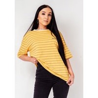 Striped 90s Printed Skater Oversize T-Shirt In Yellow