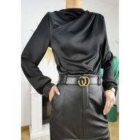 Satin Long Sleeve Blouse Black