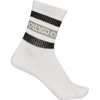 CATAGO Polly Logo Mid Length Socks - White (33-36), Catago